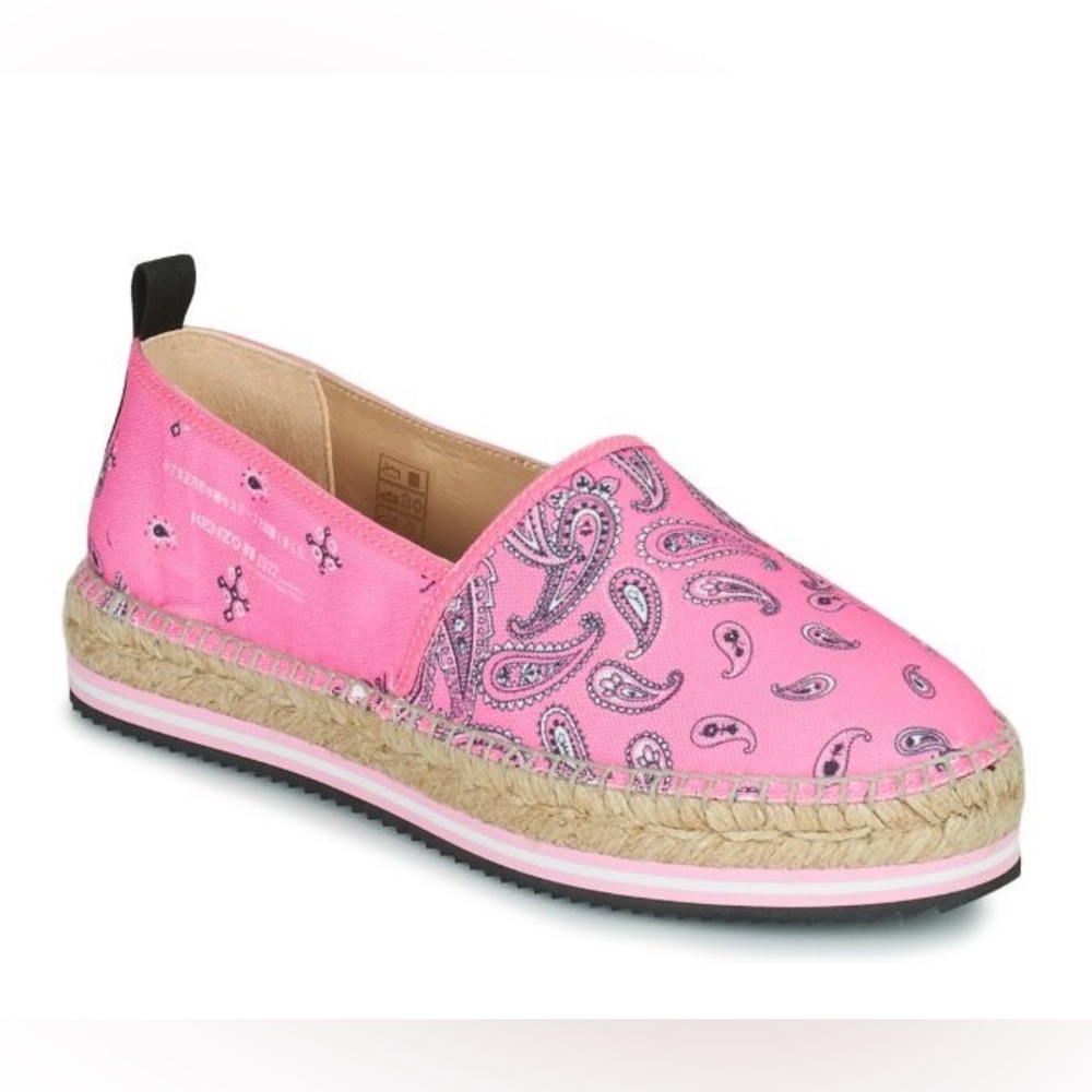 Kenzo Pink Paisley canvas Espadrilles size 8
